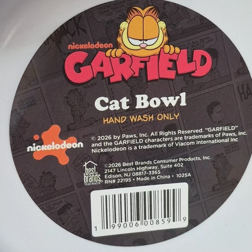 Nickoledin Garfield Bowl Dog Cat Food Water Dish, Yellow, 7in, Lot Of 2